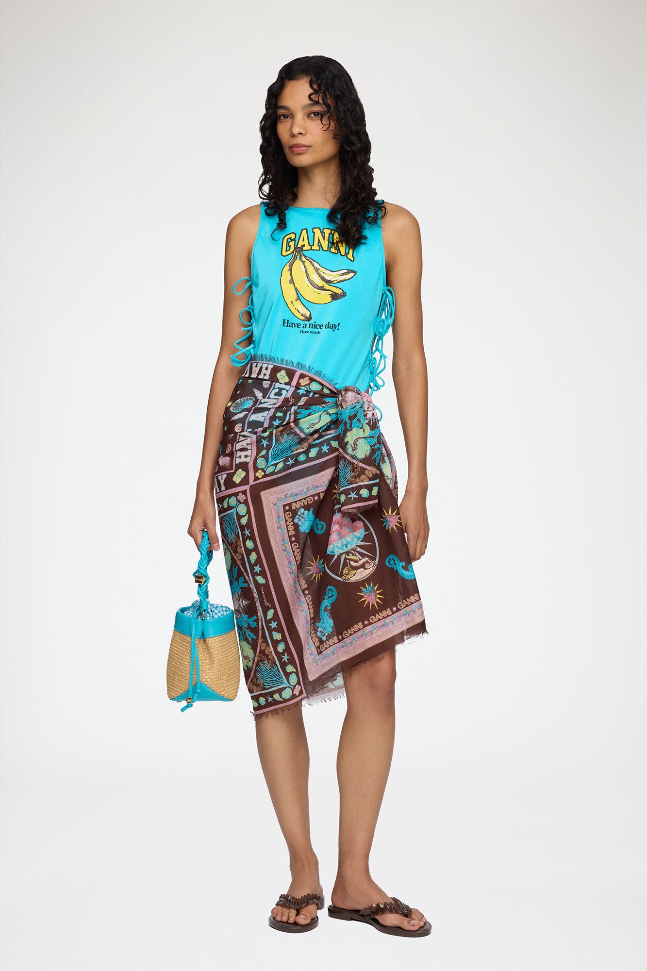 Pareu Scarf in Printed Cotton - GANNI
