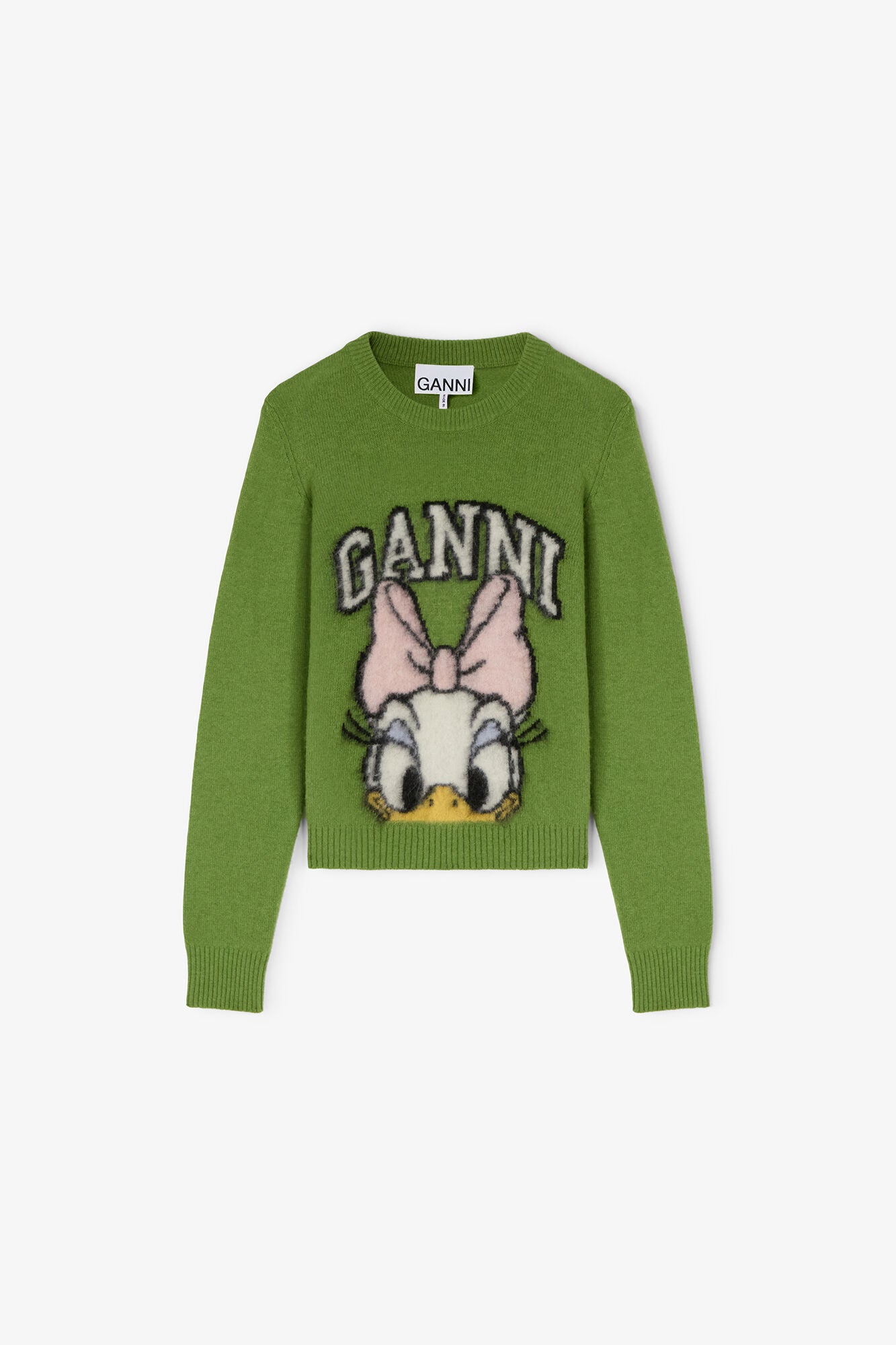 Daisy Duck Green Brushed Wool Sweater - GANNI