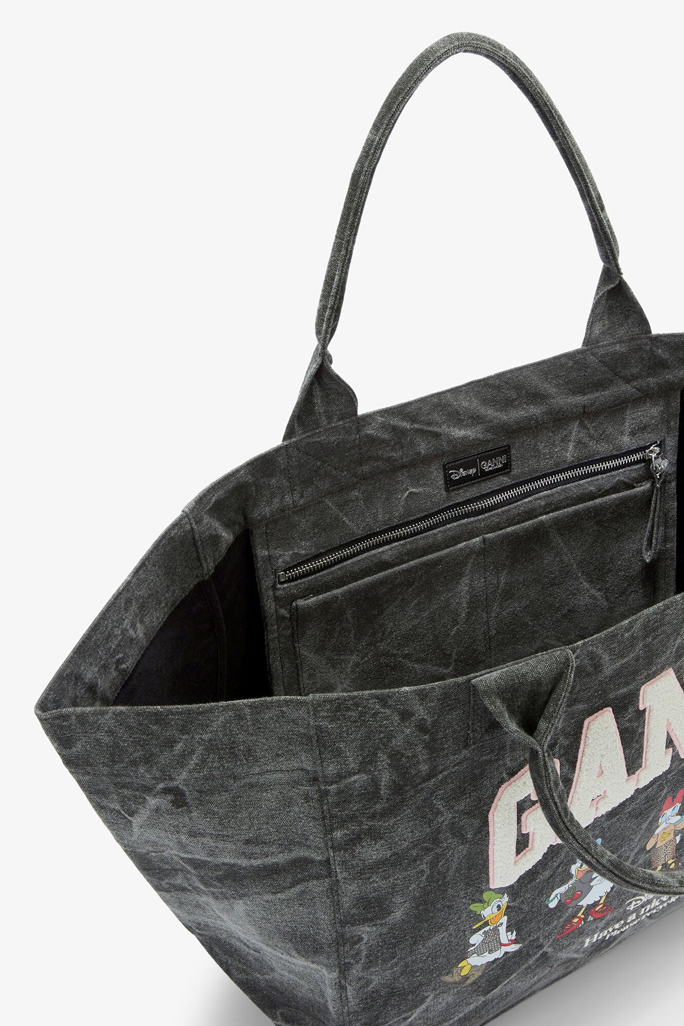 Black Oyster Daisy Duck Bleached XXL Tote - GANNI