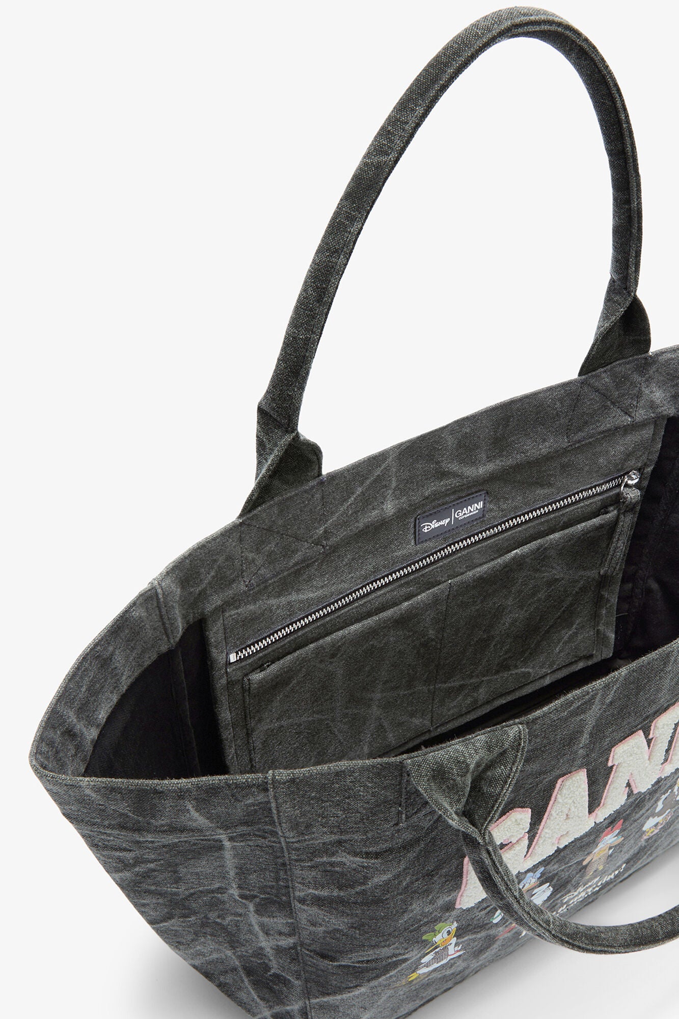 Black Oyster Daisy Duck Bleached Medium Tote - GANNI