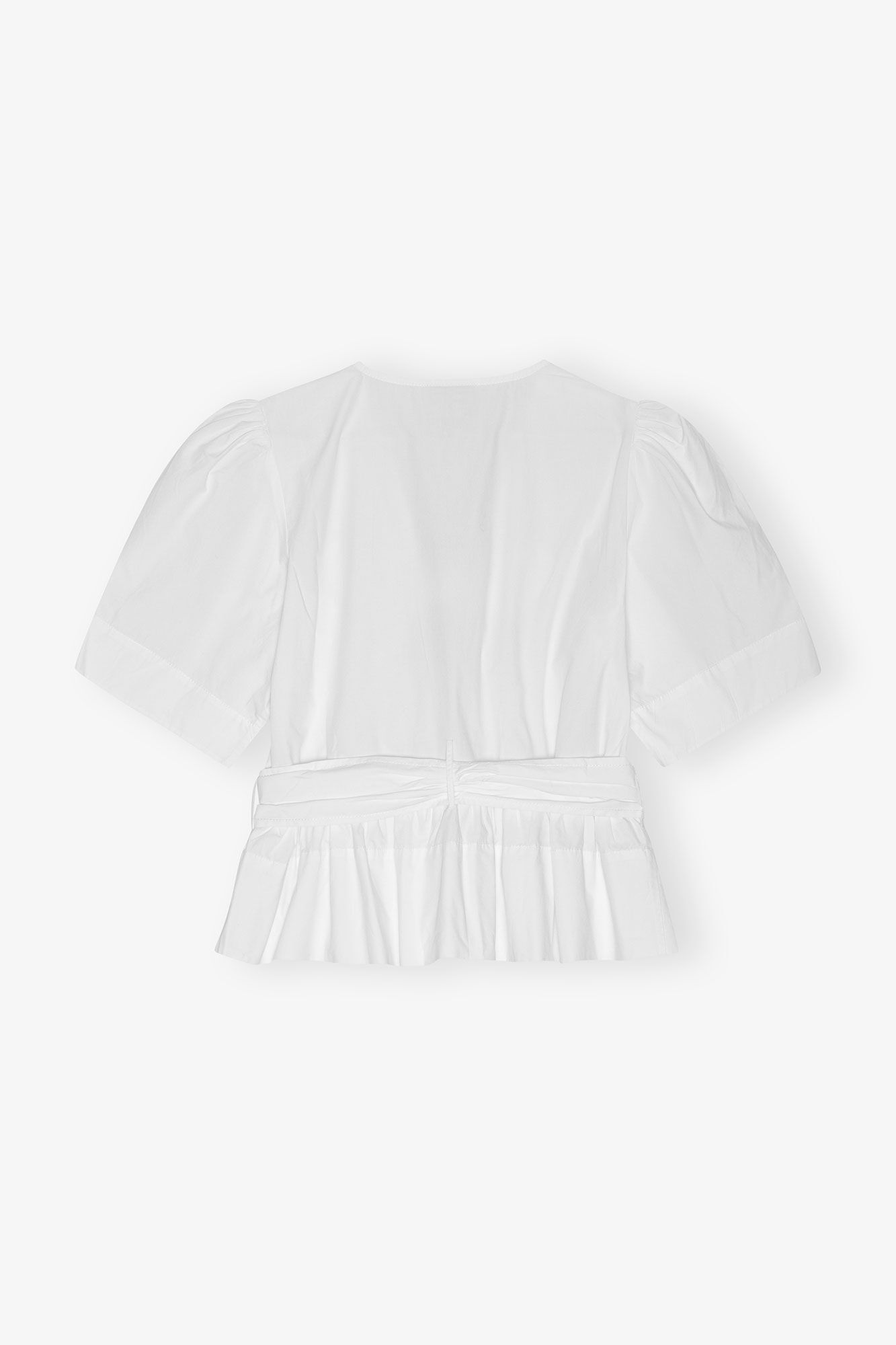 White Washed Stretch Cotton Tie Strap Blouse - GANNI