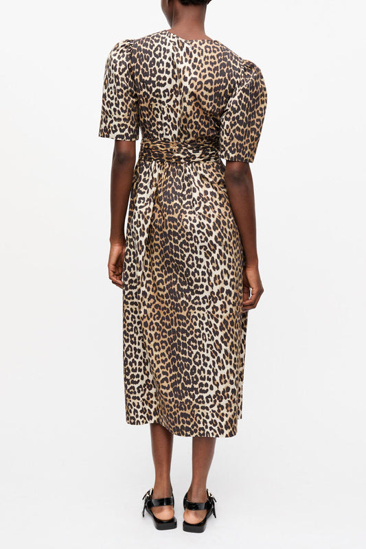 Leopard Printed Cotton Dress - GANNI
