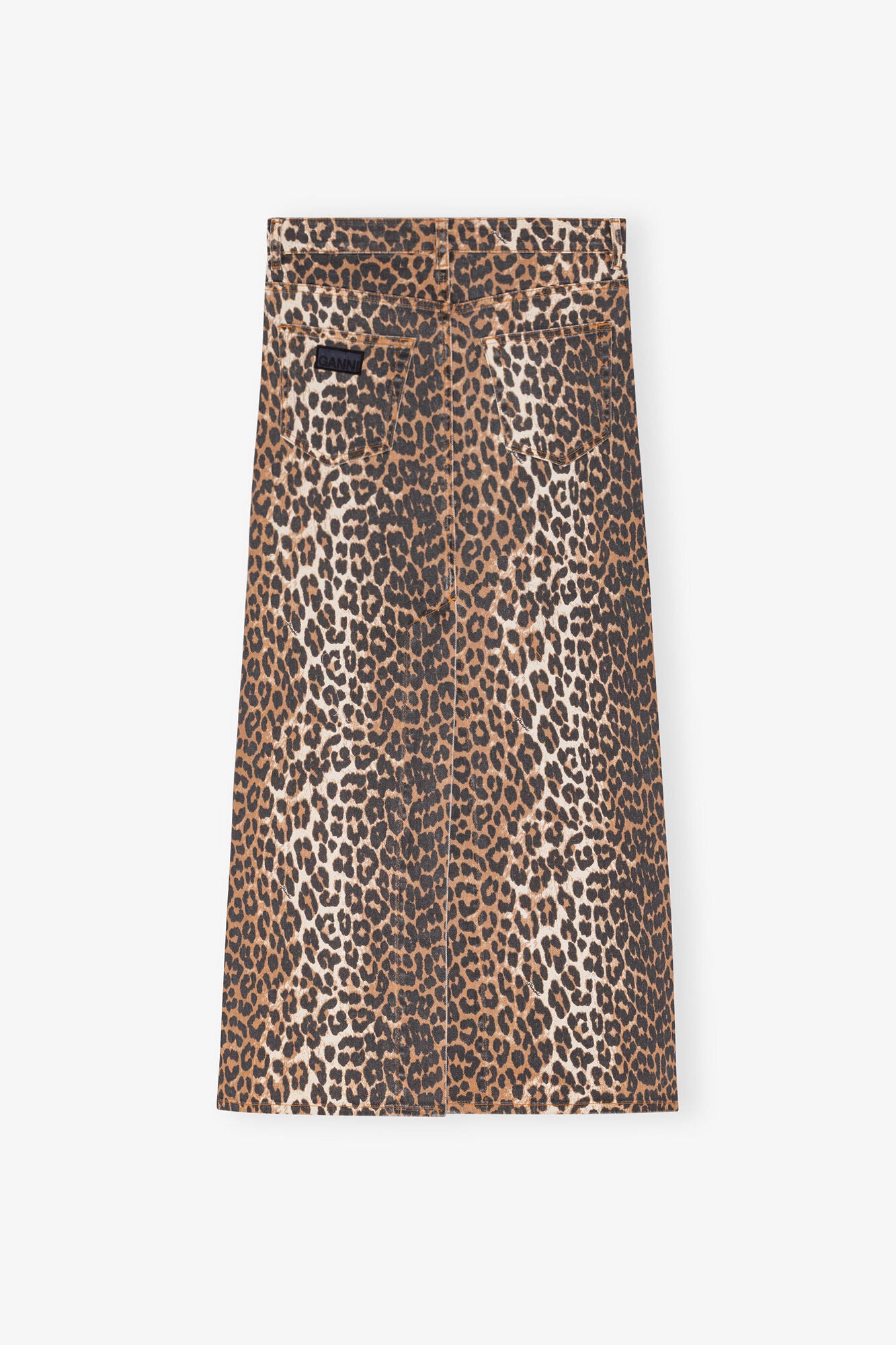 Leopard Denim Maxi Slit Skirt - GANNI