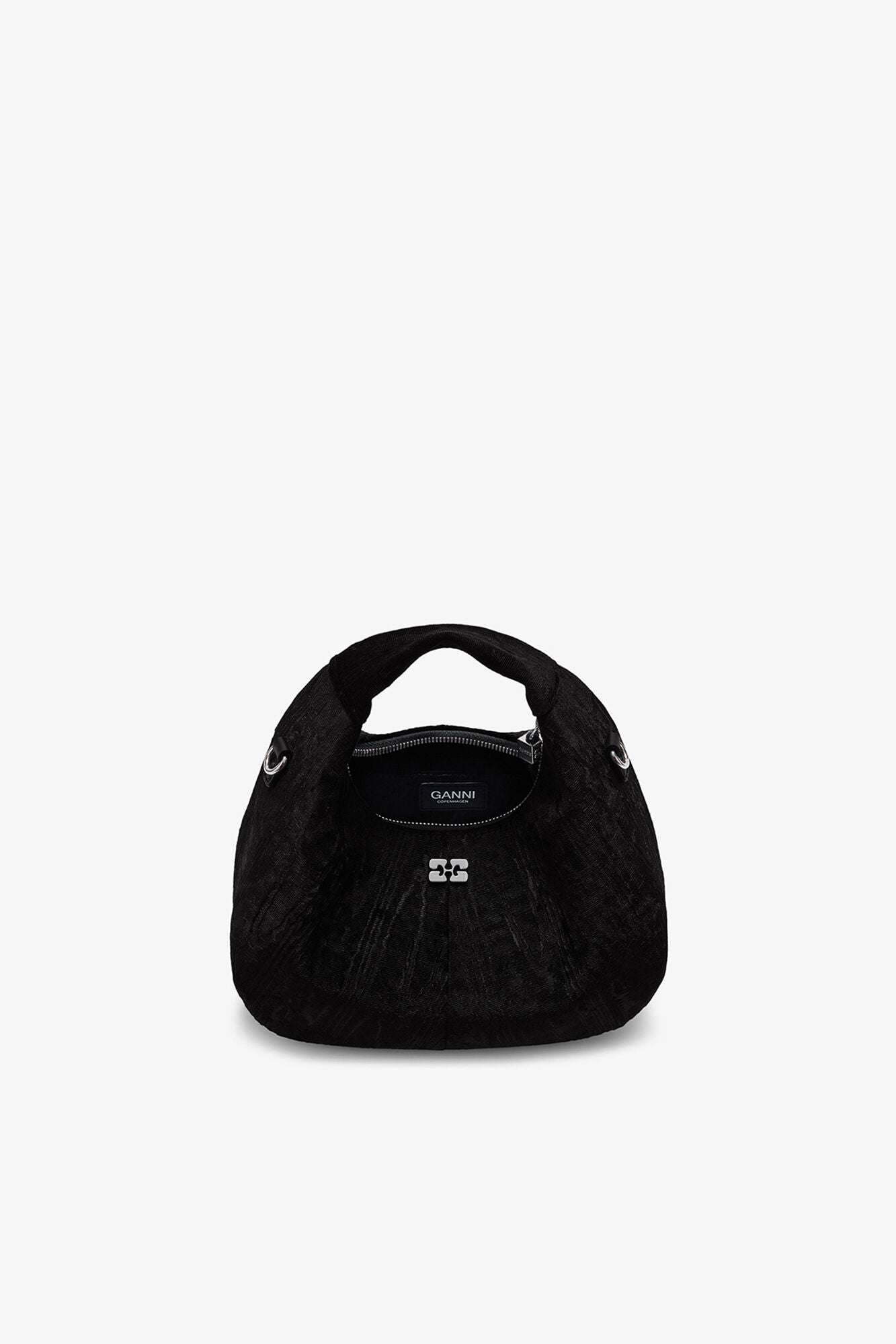 Black Velvet Moire Mini Hobo Bag - GANNI