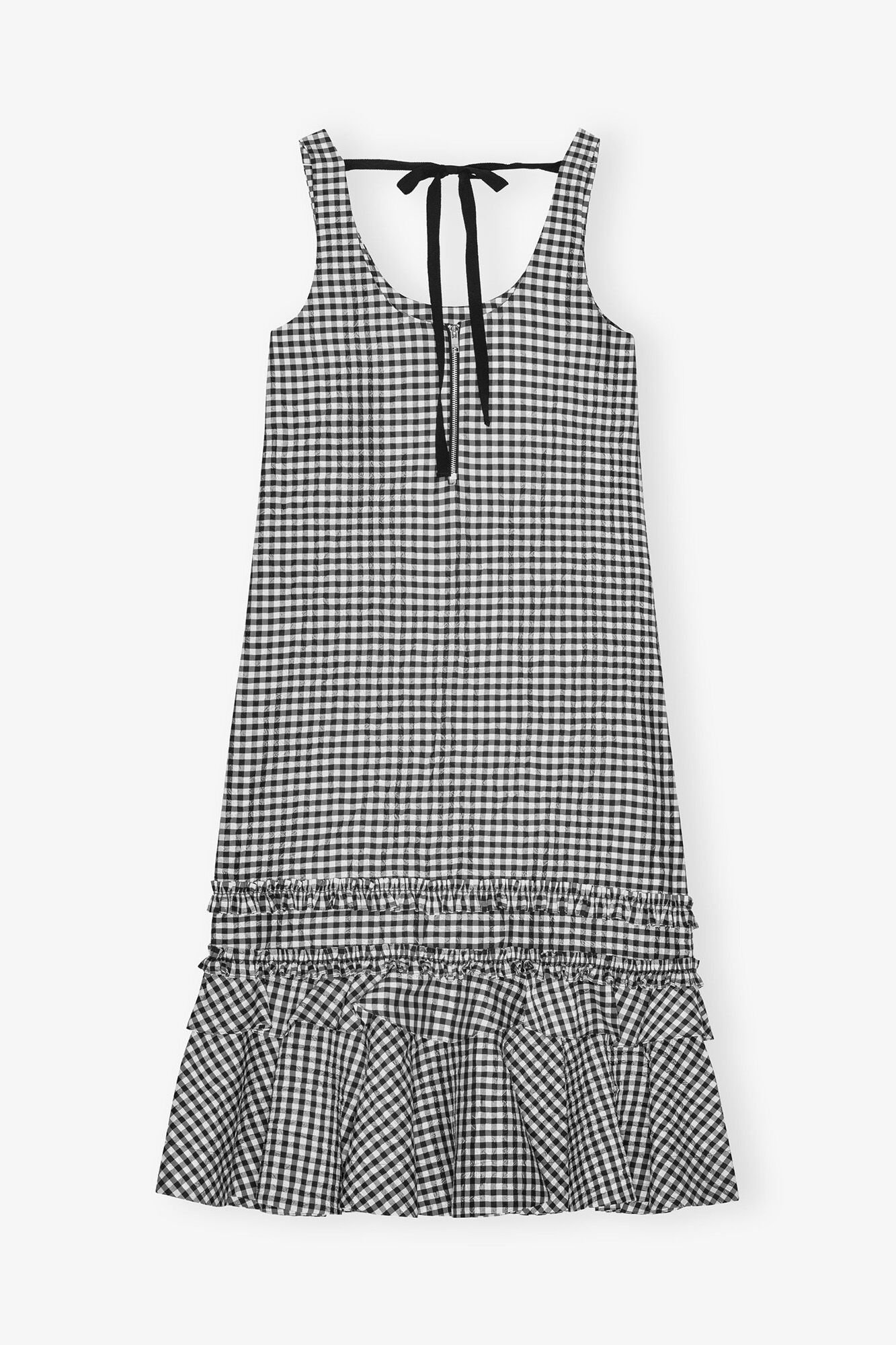Crinkled Check Long Dress - GANNI