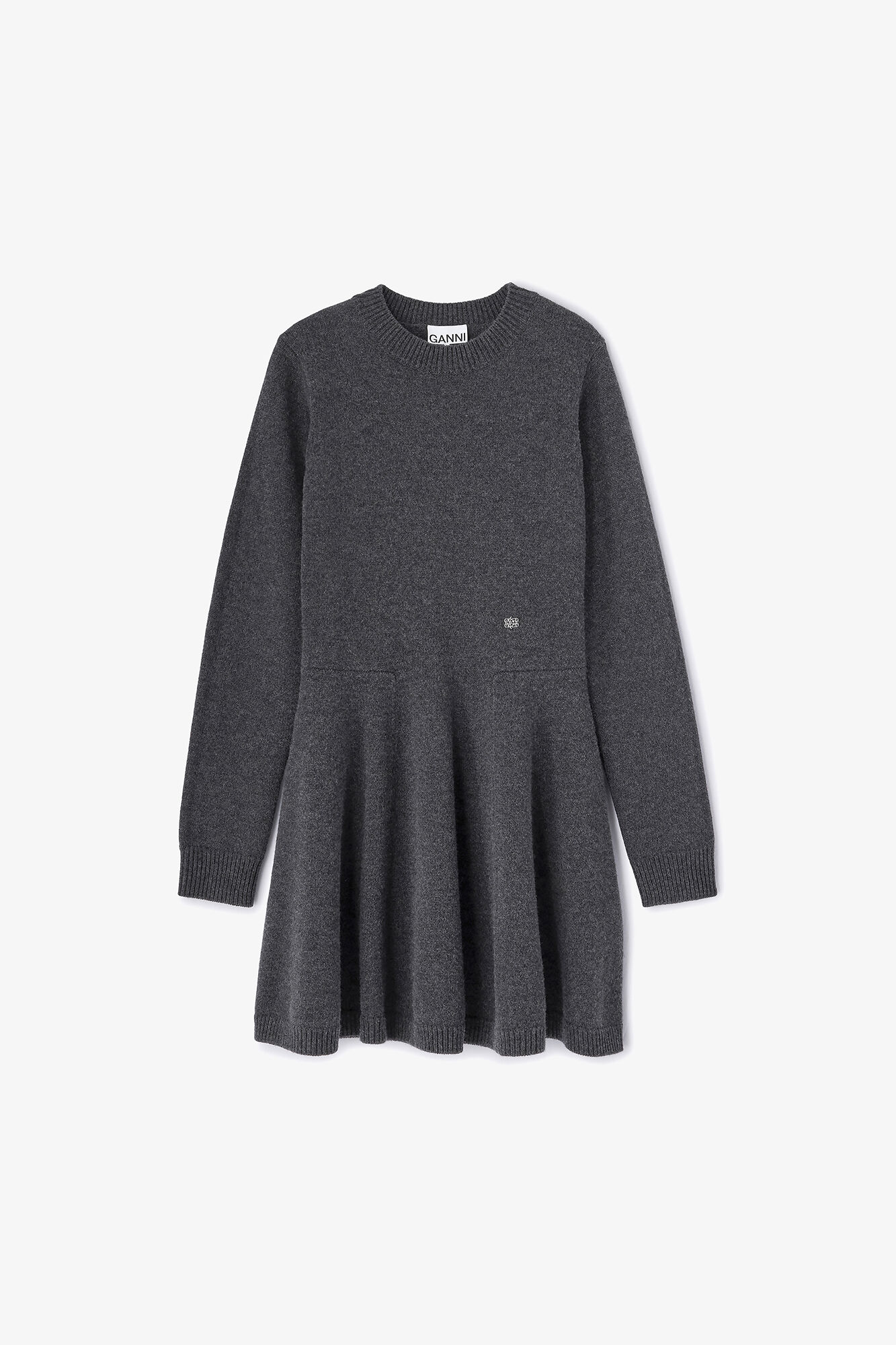 Grey Wool Mini Dress - GANNI
