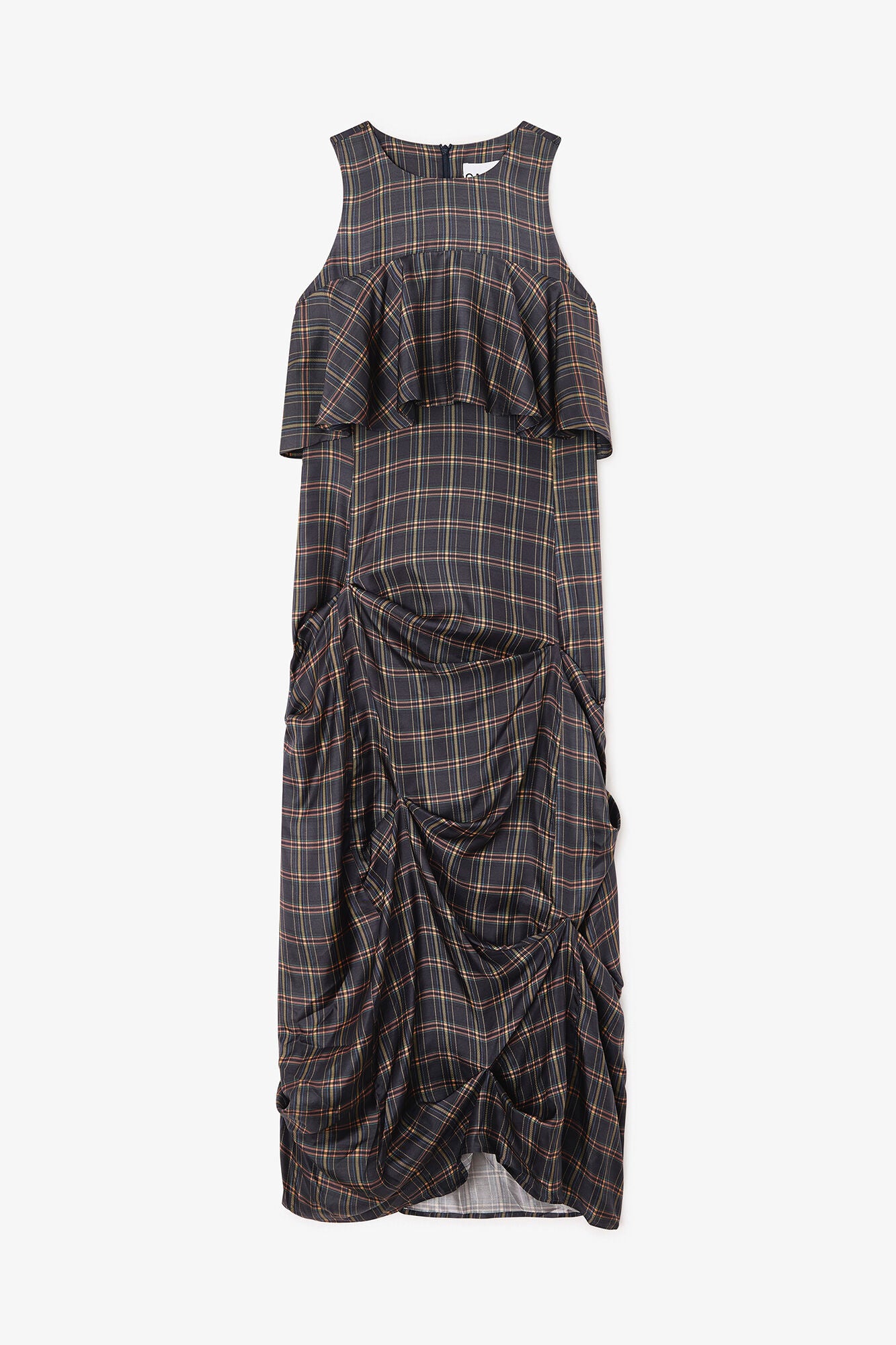 Check Ruffle Dress - GANNI