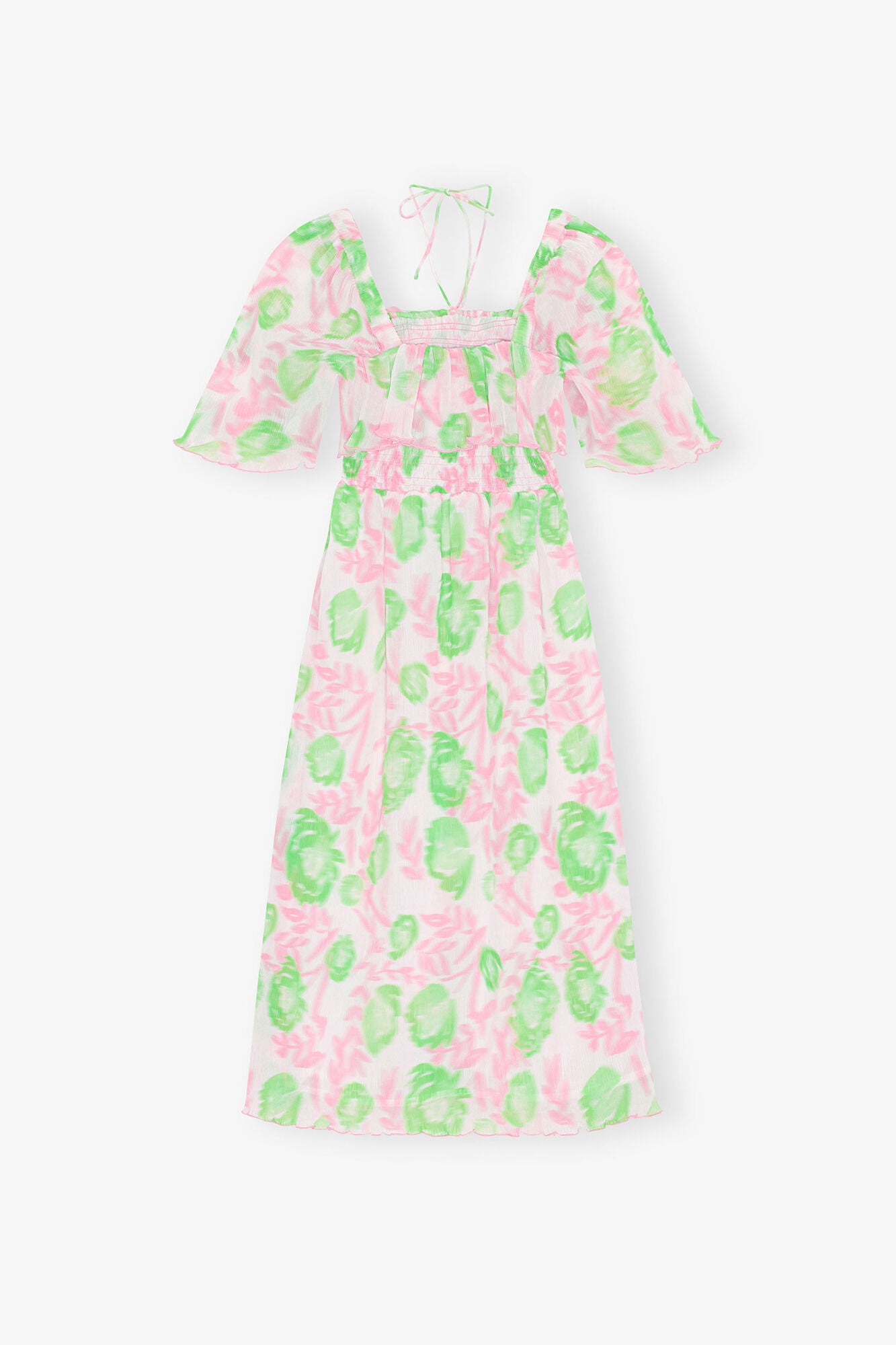 Pleated Georgette Midi Smock Dress - GANNI
