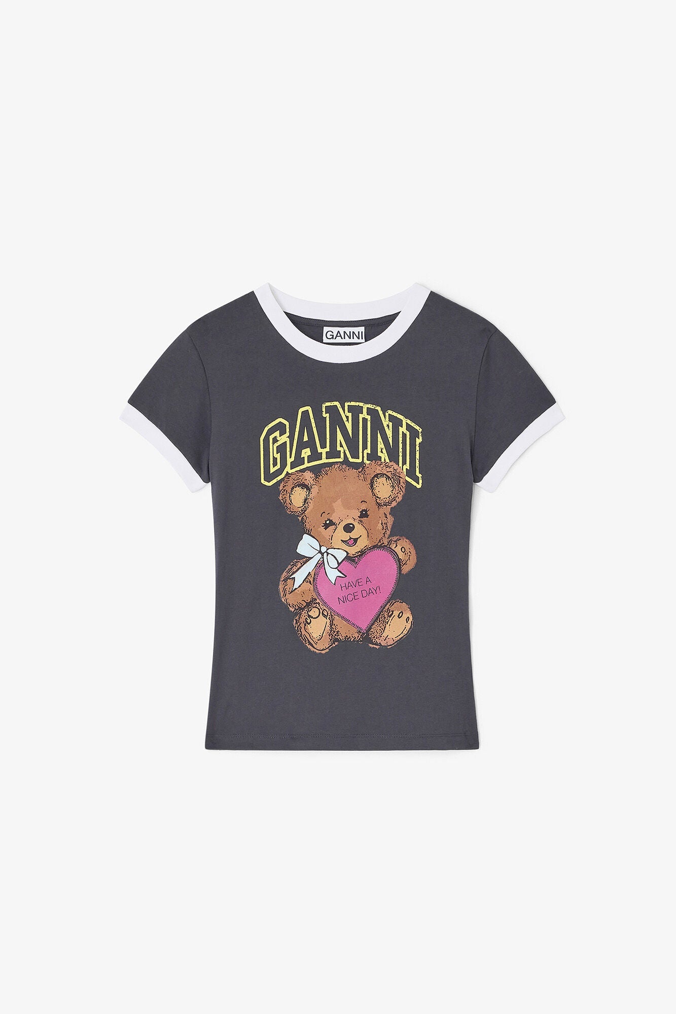 Black Cropped Teddy T-shirt - GANNI