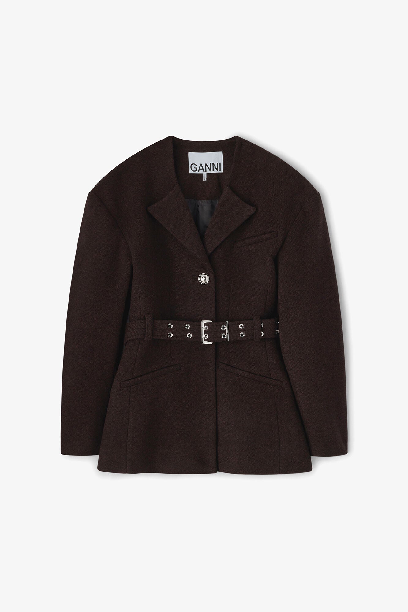 Brown Wool Jacket - GANNI