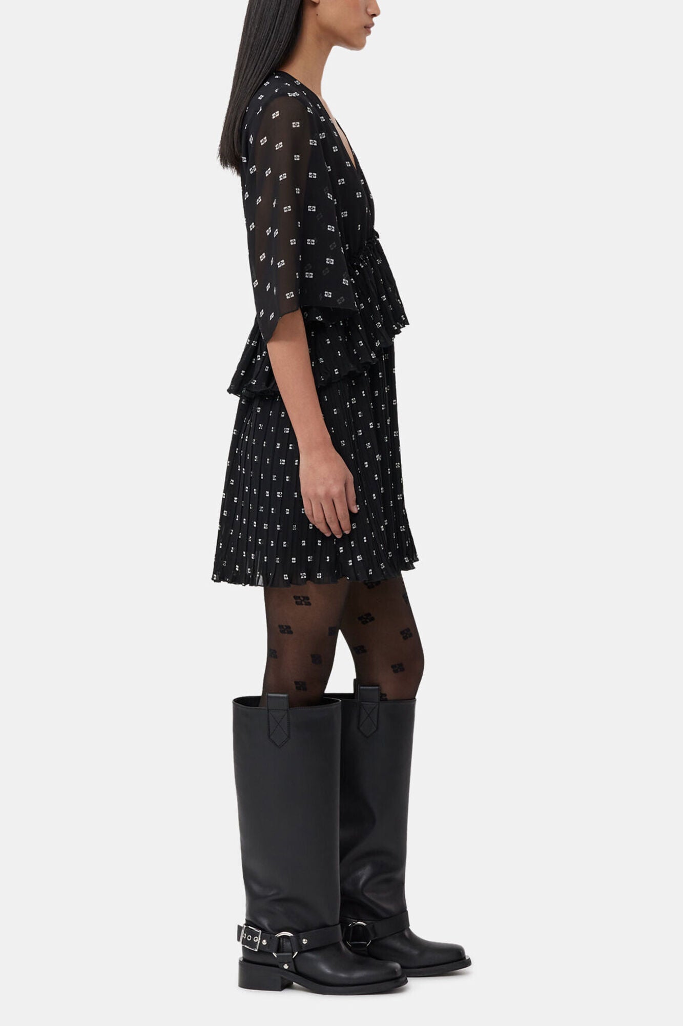Black Butterfly Lace Tights - GANNI
