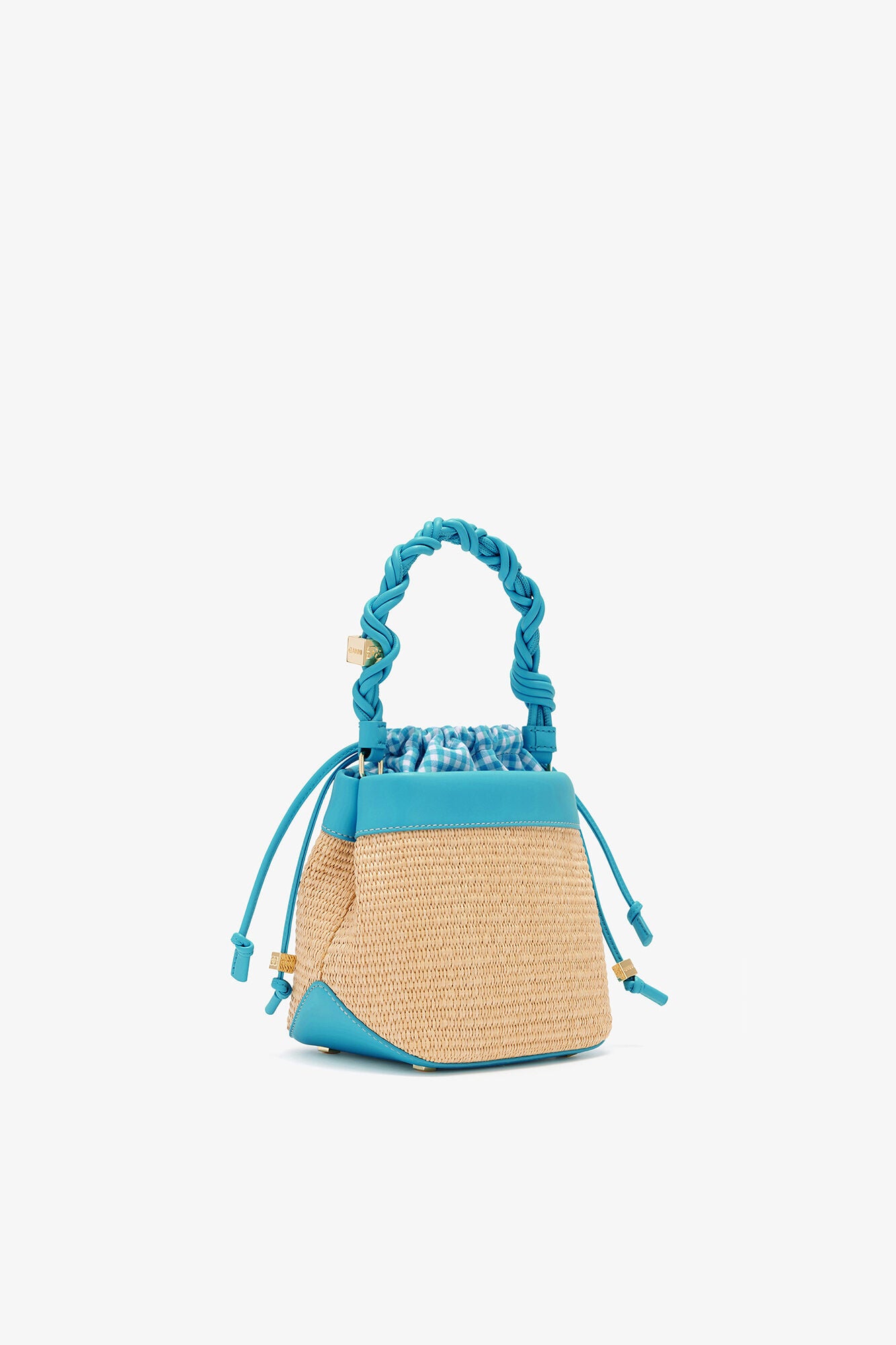 Scuba Blue Bou Bucket Bag in Raffia - GANNI