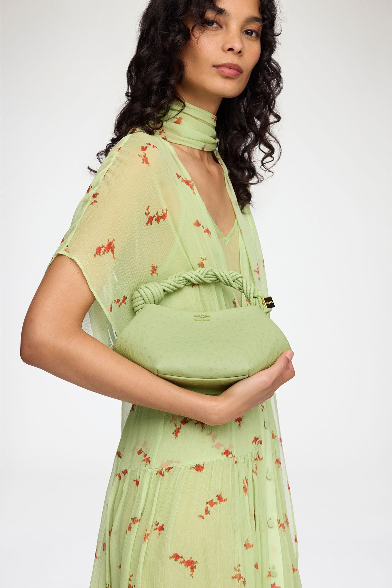 Lily Green Mini Bou Bag in Green Ostrich - GANNI