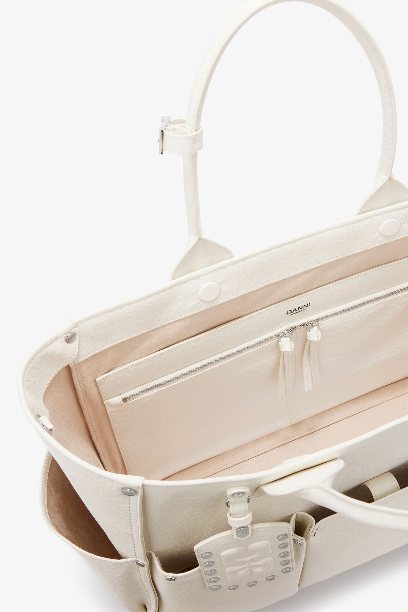Egret Posy Bag in White Ostrich - GANNI