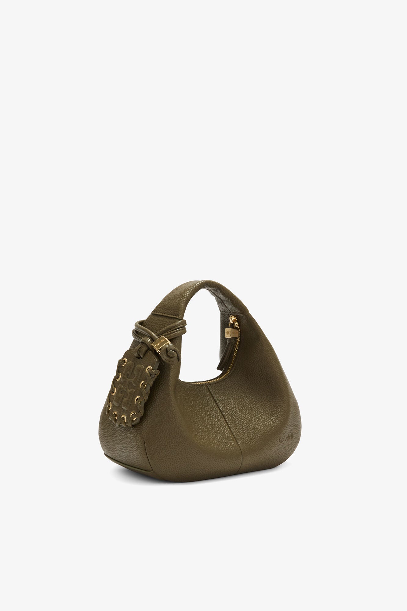 Military Olive Mini Hobo Bag in Green - GANNI
