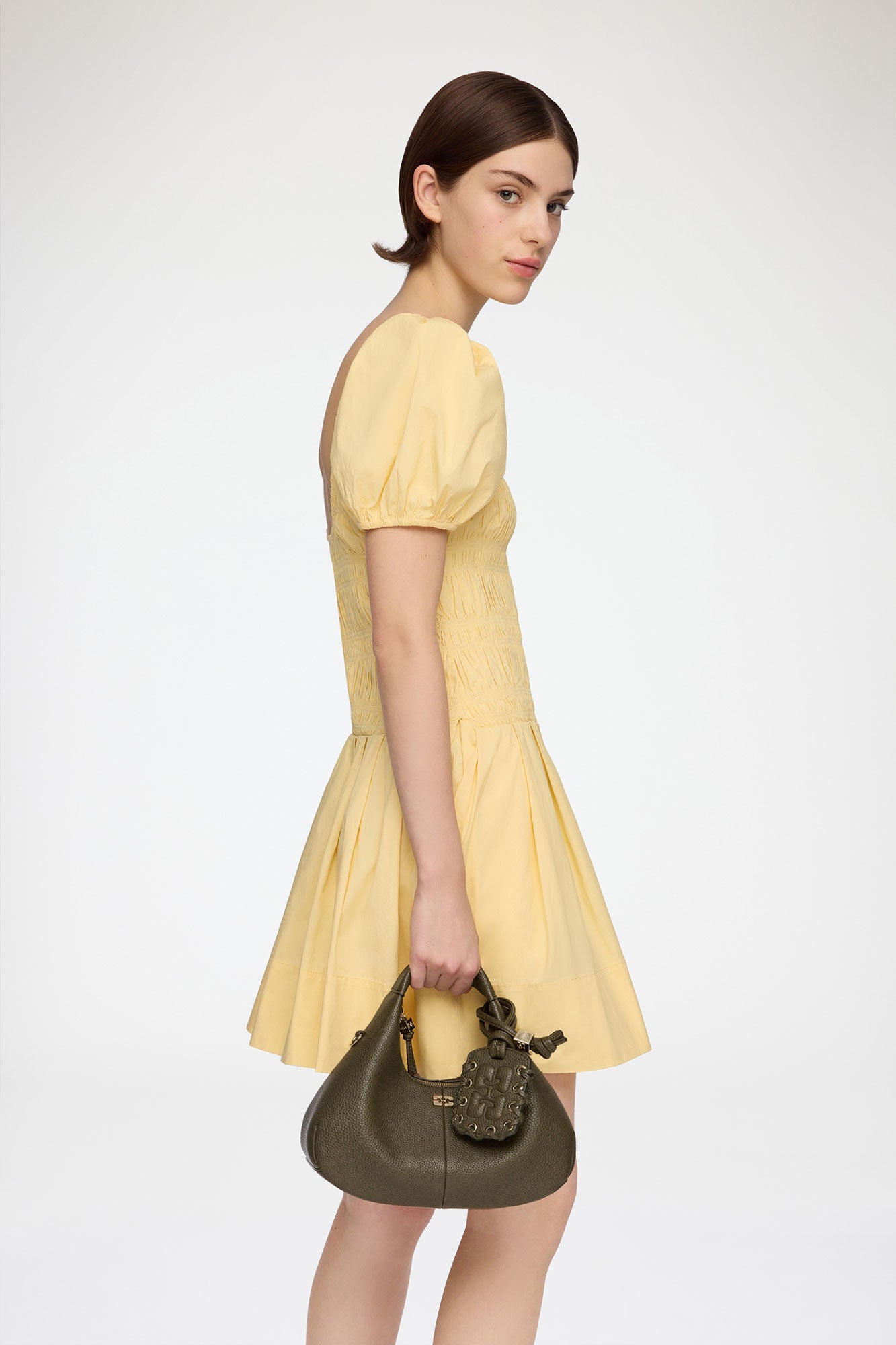 Military Olive Mini Hobo Bag in Green - GANNI