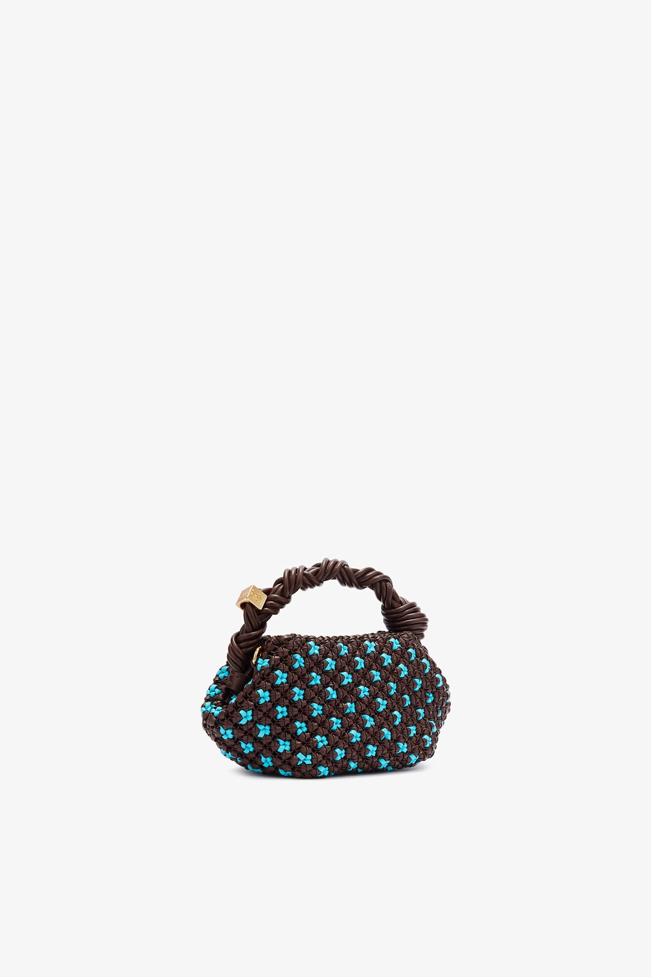 Chicory Coffee Mini Bou Bag in Braided Brown - GANNI