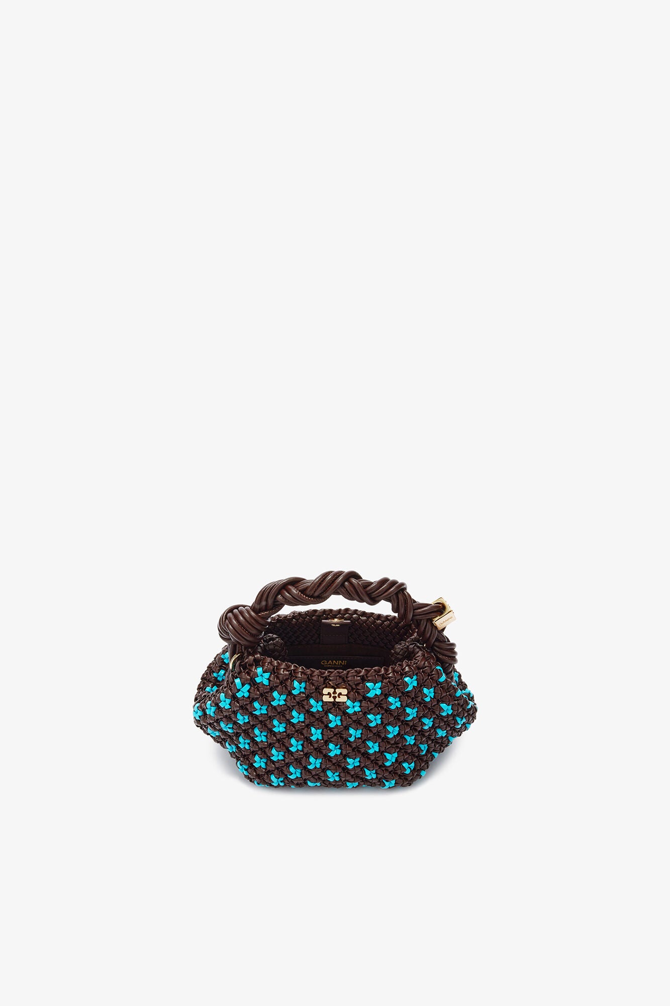 Chicory Coffee Mini Bou Bag in Braided Brown - GANNI