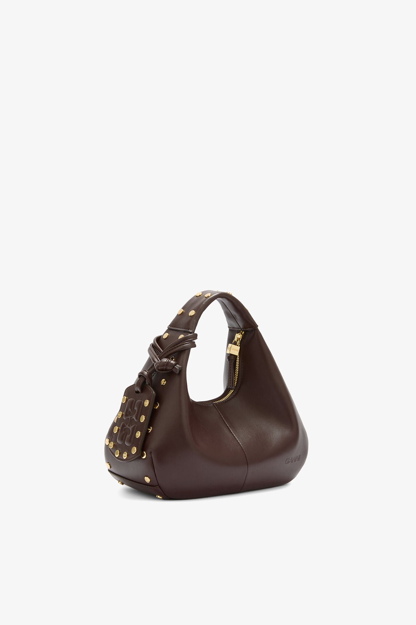 Chicory Coffee Mini Hobo Bag Studs in Brown - GANNI