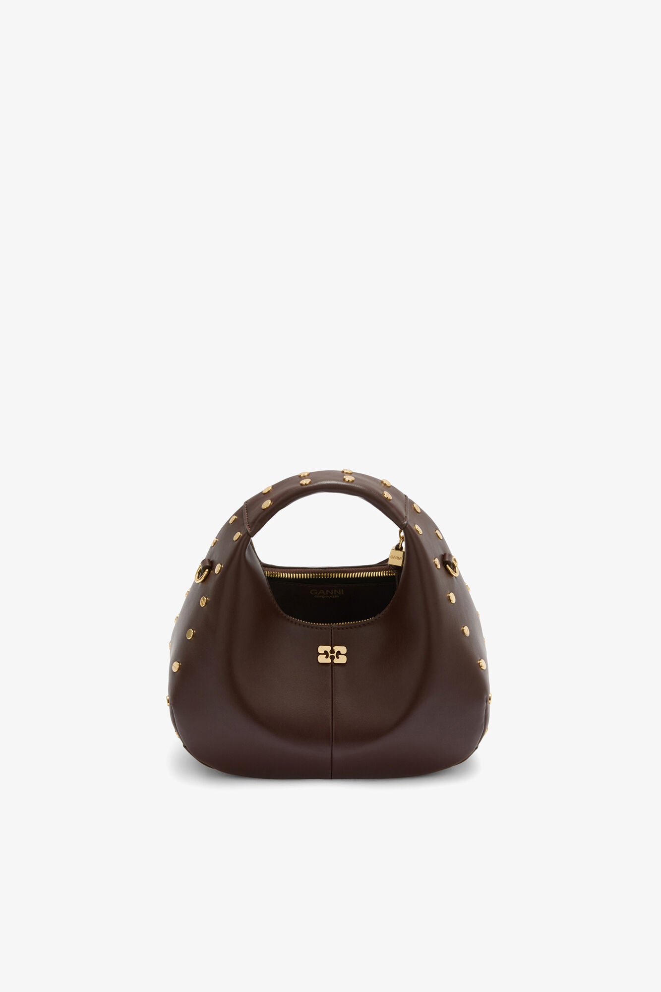 Chicory Coffee Mini Hobo Bag Studs in Brown - GANNI