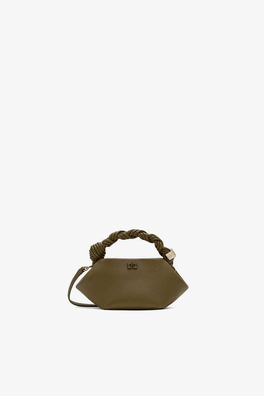 Military Olive Mini Bou Bag in Green Grained - GANNI