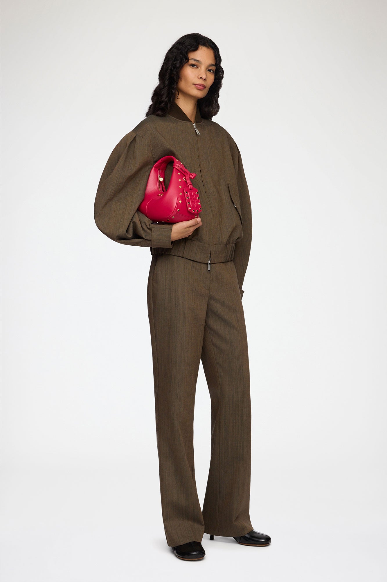 Persian Red Mini Hobo Bag Studs in Red - GANNI