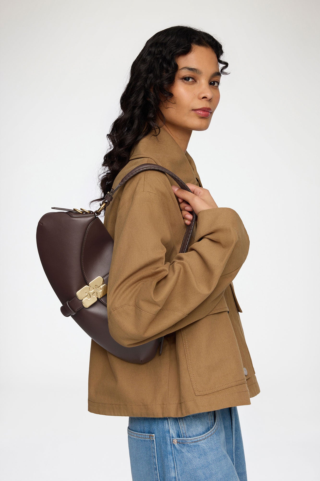 Chicory Coffee B-Kat Bag in Brown - GANNI
