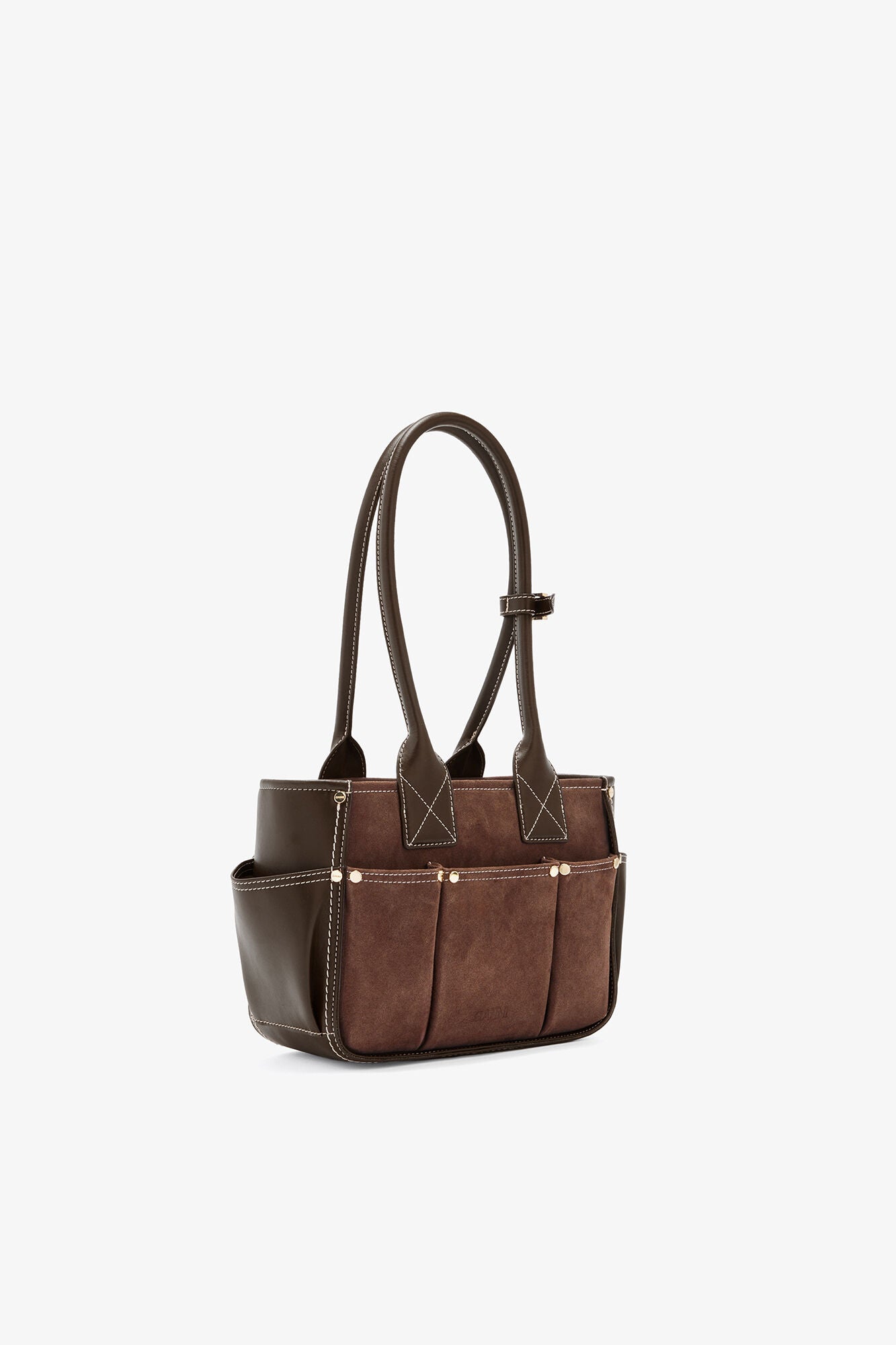 Chicory Coffee Small Posy Bag in Brown Suede - GANNI
