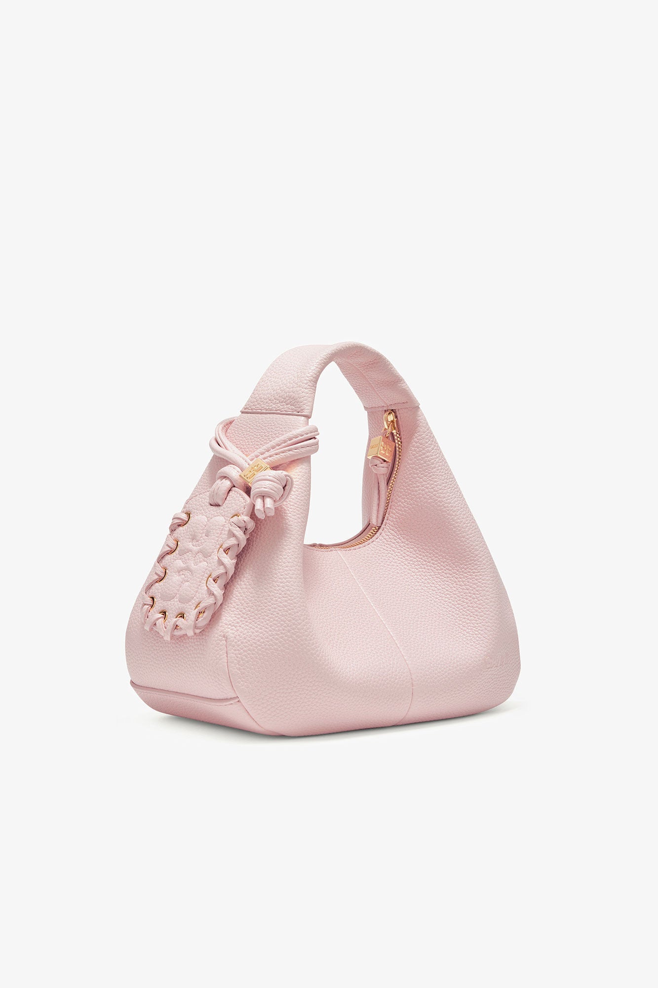 Chalk Pink Grained Mini Hobo Bag - GANNI