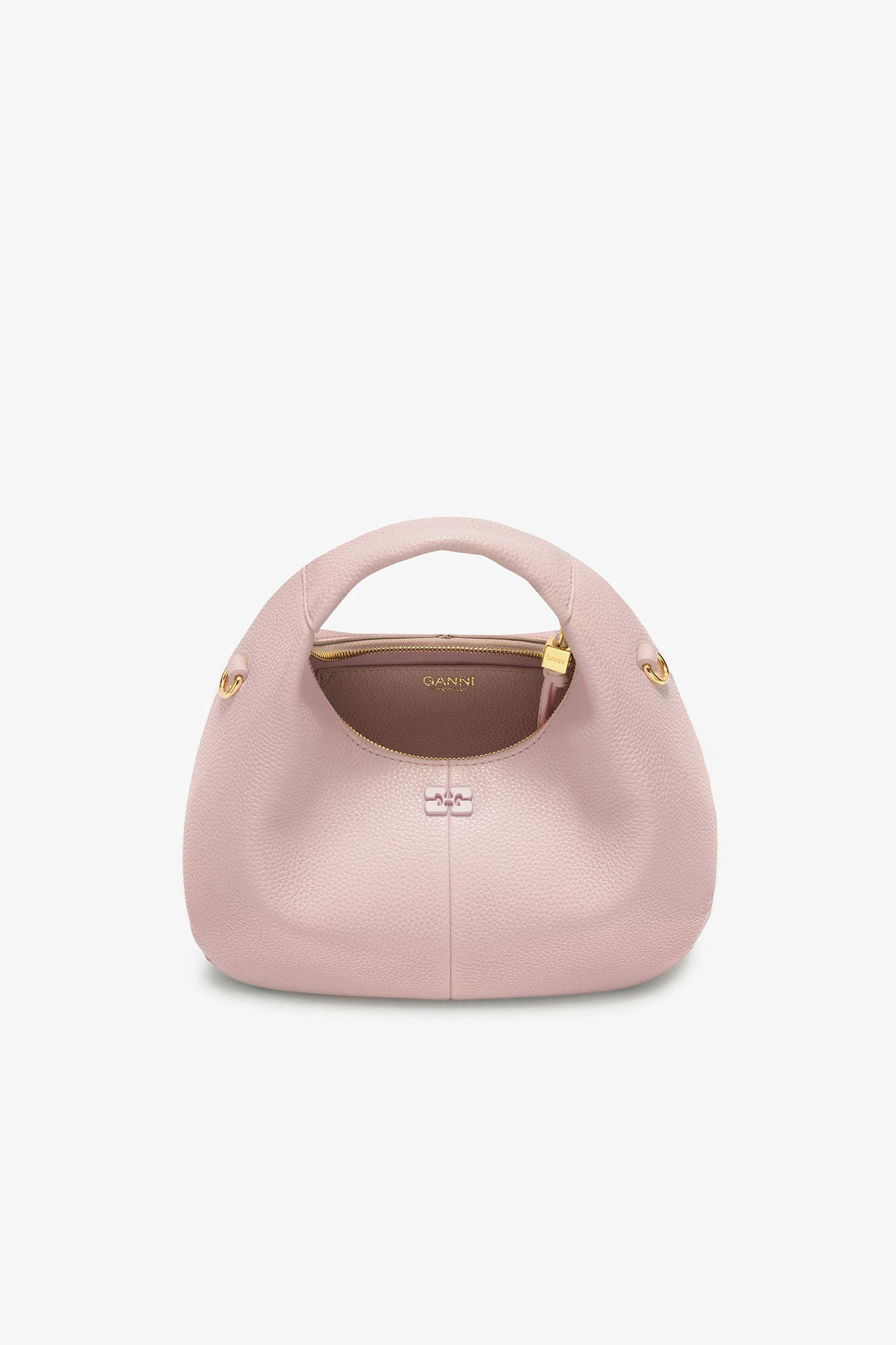 Chalk Pink Grained Mini Hobo Bag - GANNI