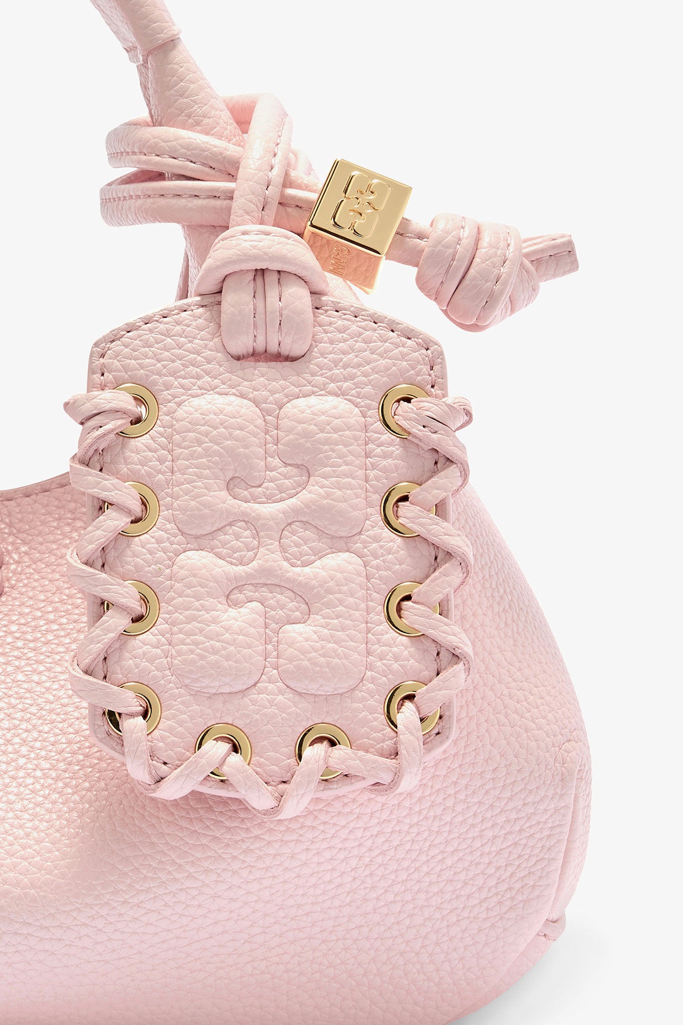 Chalk Pink Grained Mini Hobo Bag - GANNI