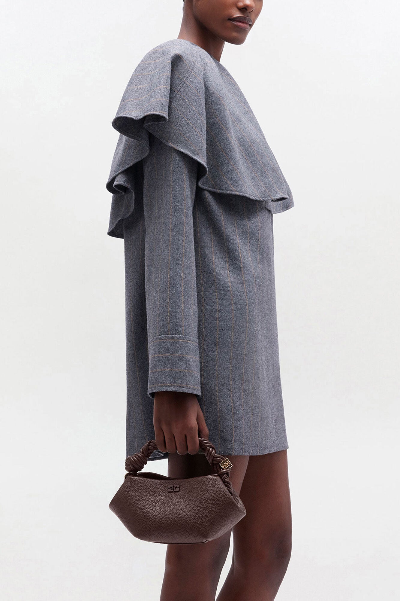Chicory Coffee Brown Grained Mini Bou Bag - GANNI
