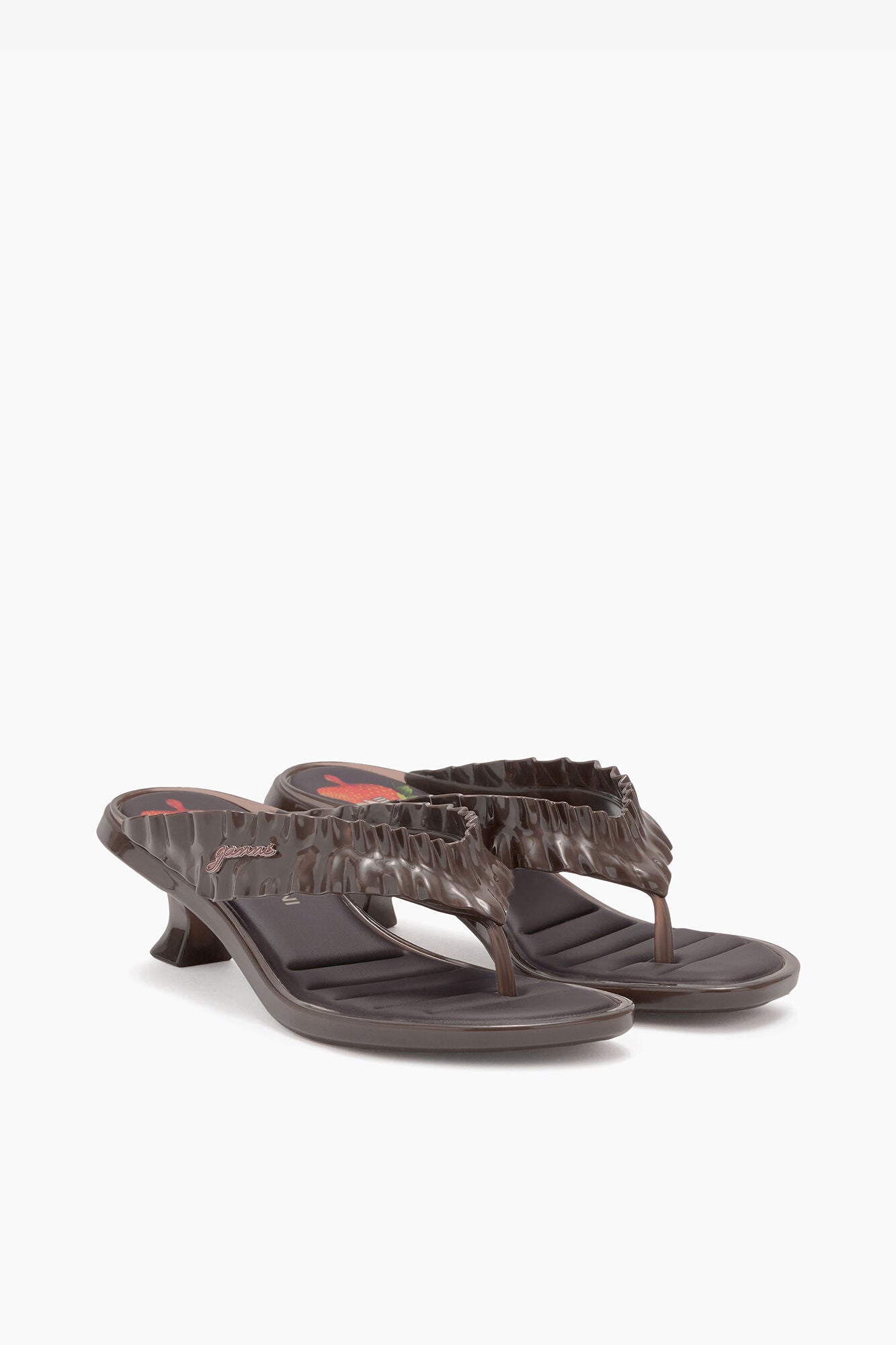 Melissa Thong Kitten Heel in Brown - GANNI