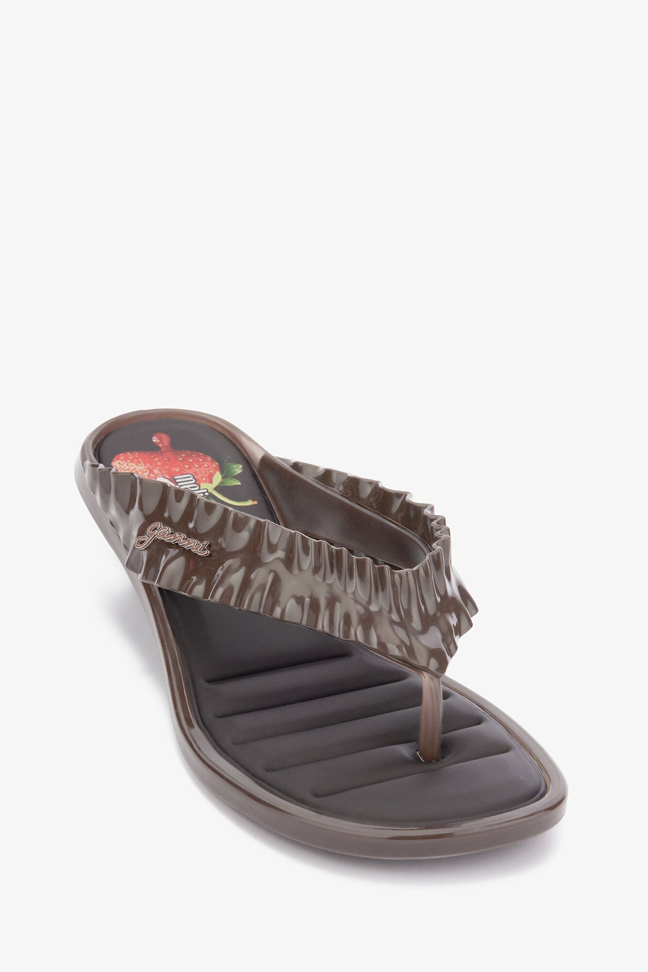 Melissa Thong Kitten Heel in Brown - GANNI