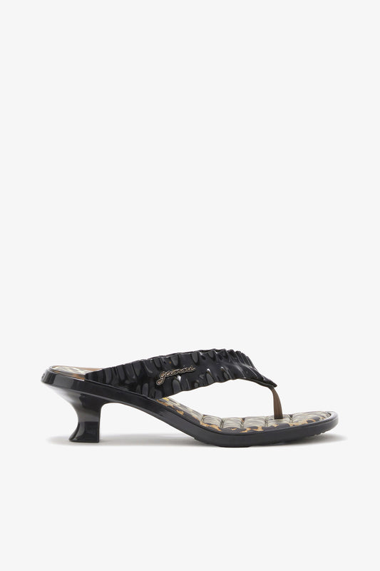 Melissa Thong Kitten Heel in Leopard - GANNI