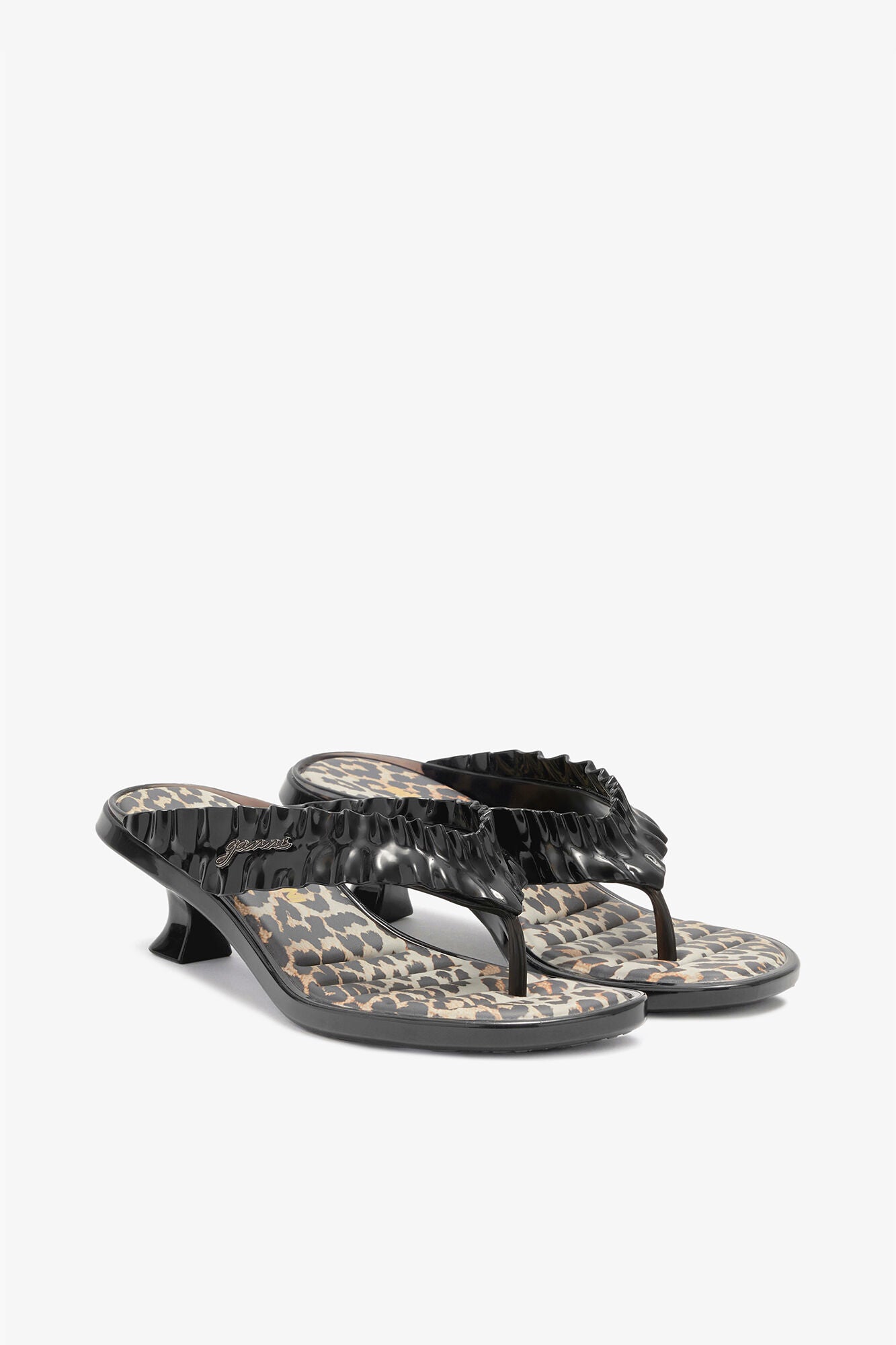 Melissa Thong Kitten Heel in Leopard - GANNI