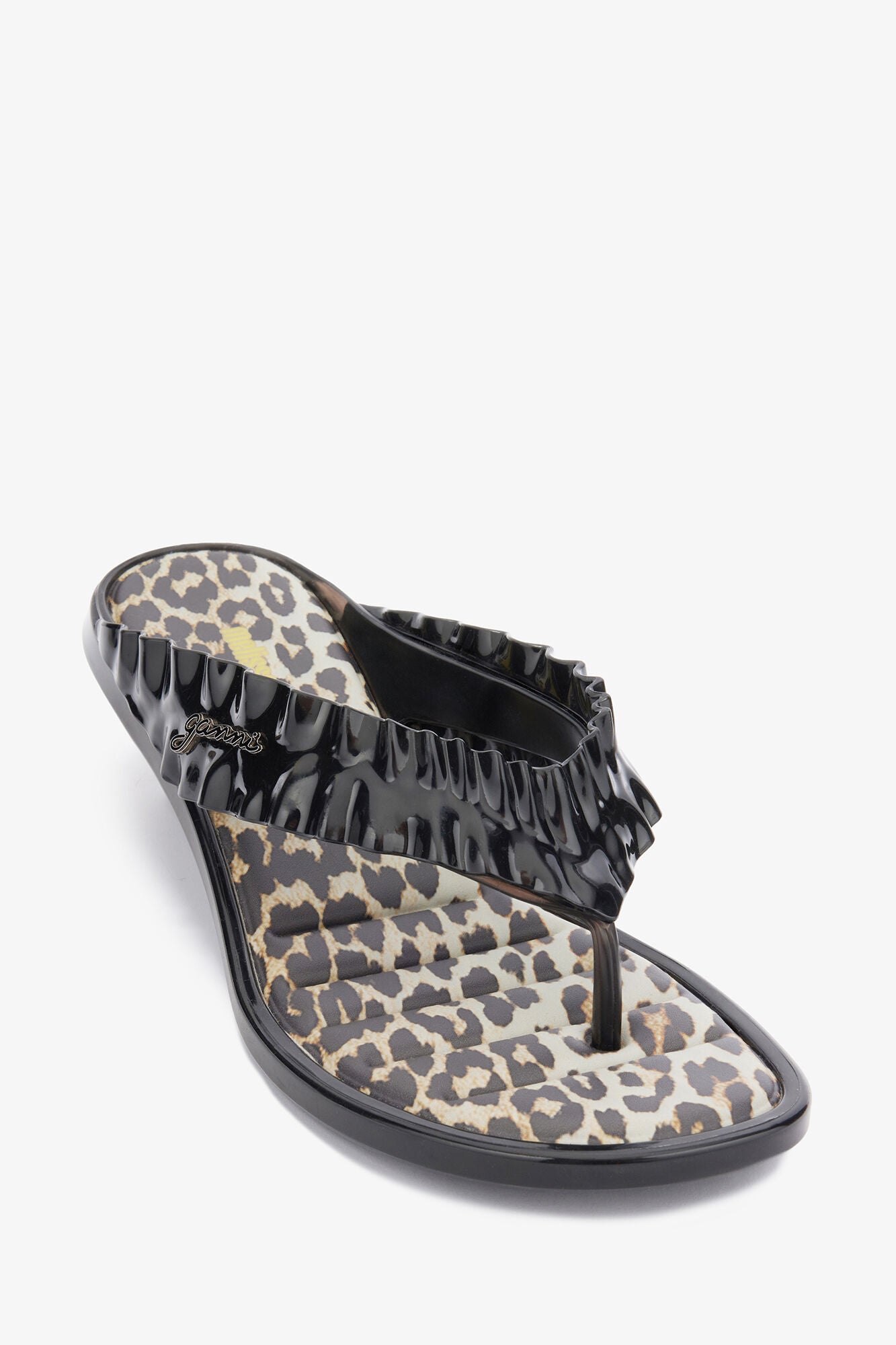 Melissa Thong Kitten Heel in Leopard - GANNI