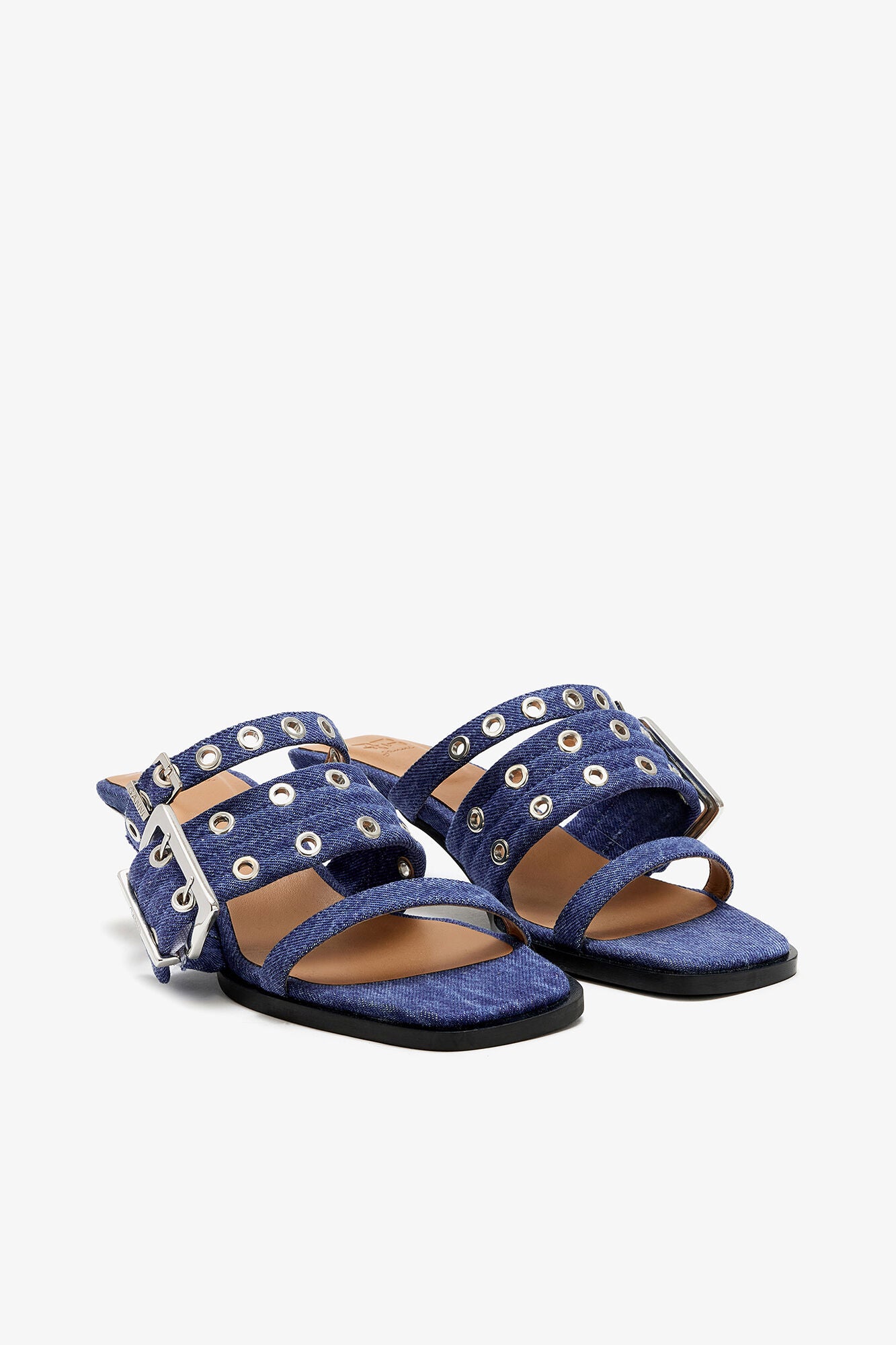 Buckle Strap Mule in Denim - GANNI