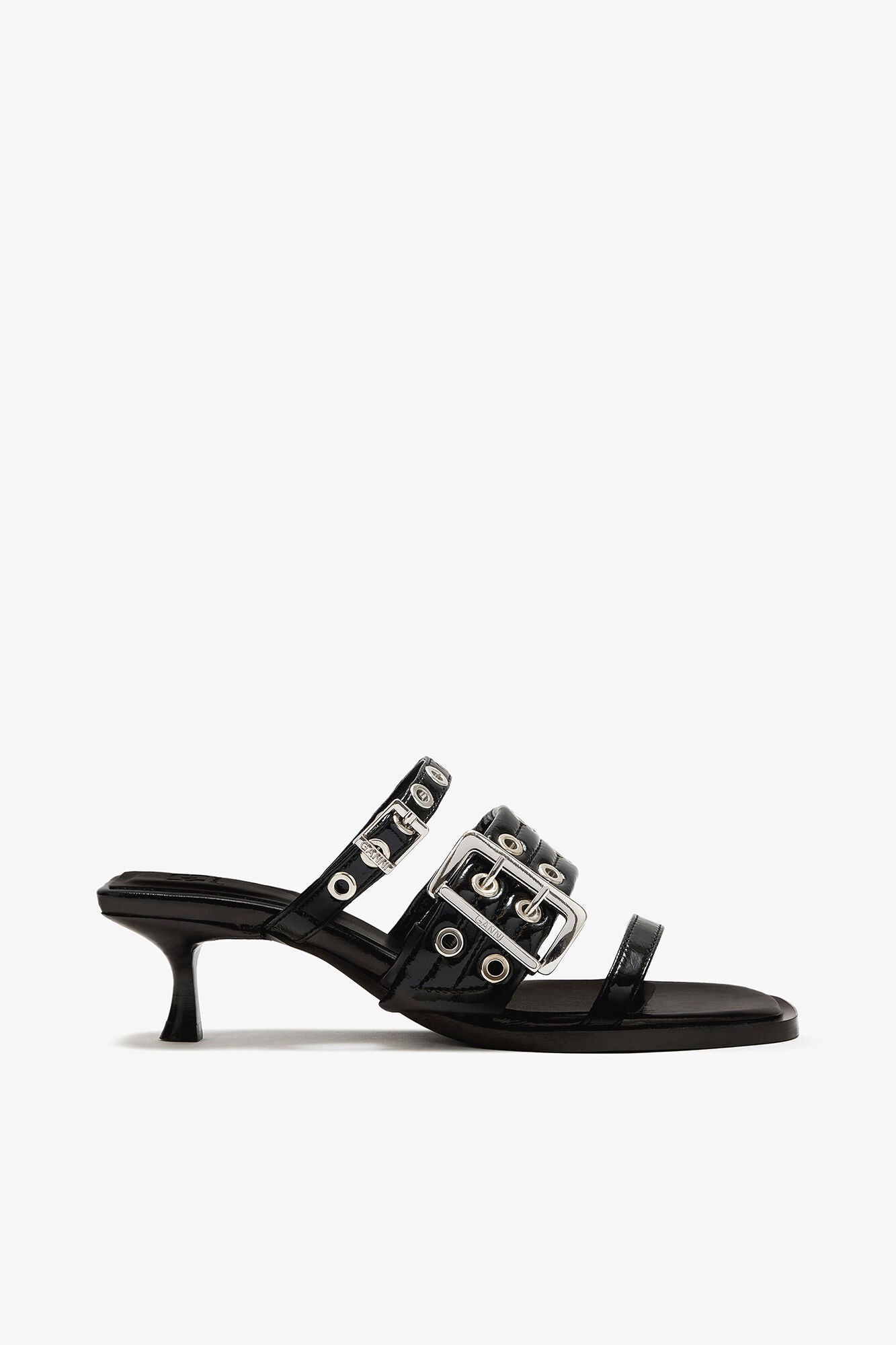 Buckle Strap Mule in Black - GANNI