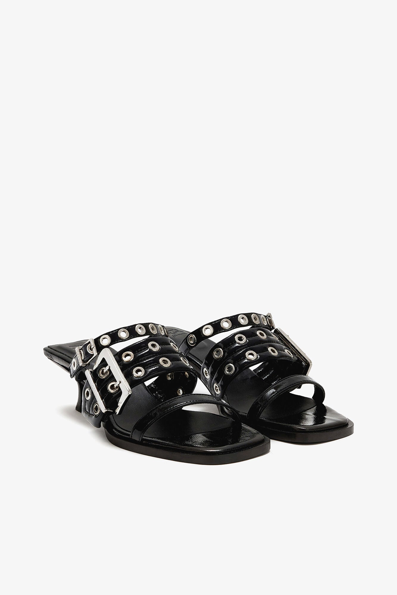 Buckle Strap Mule in Black - GANNI