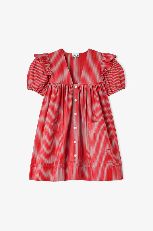 Mini Dress in Striped Cotton - GANNI