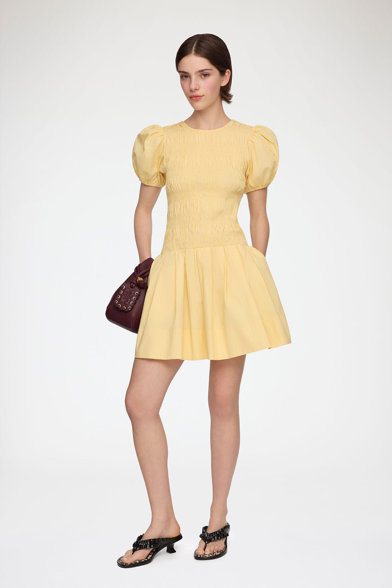 Mini Dress in Yellow Cotton - GANNI
