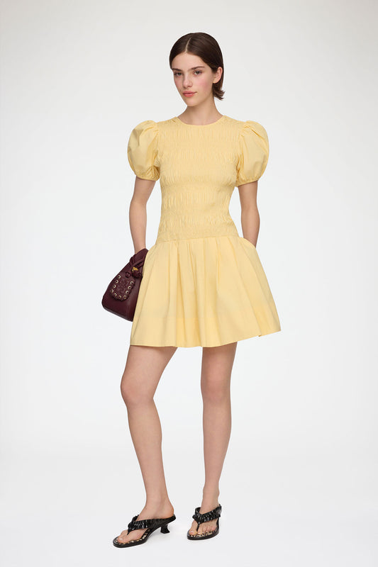 Mini Dress in Yellow Cotton - GANNI