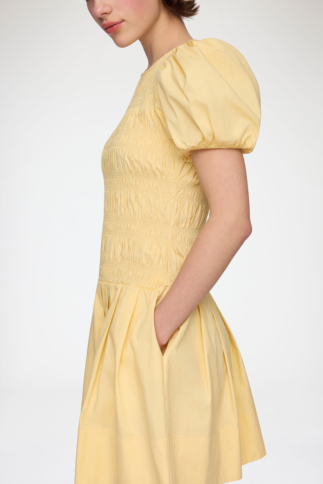 Mini Dress in Yellow Cotton - GANNI
