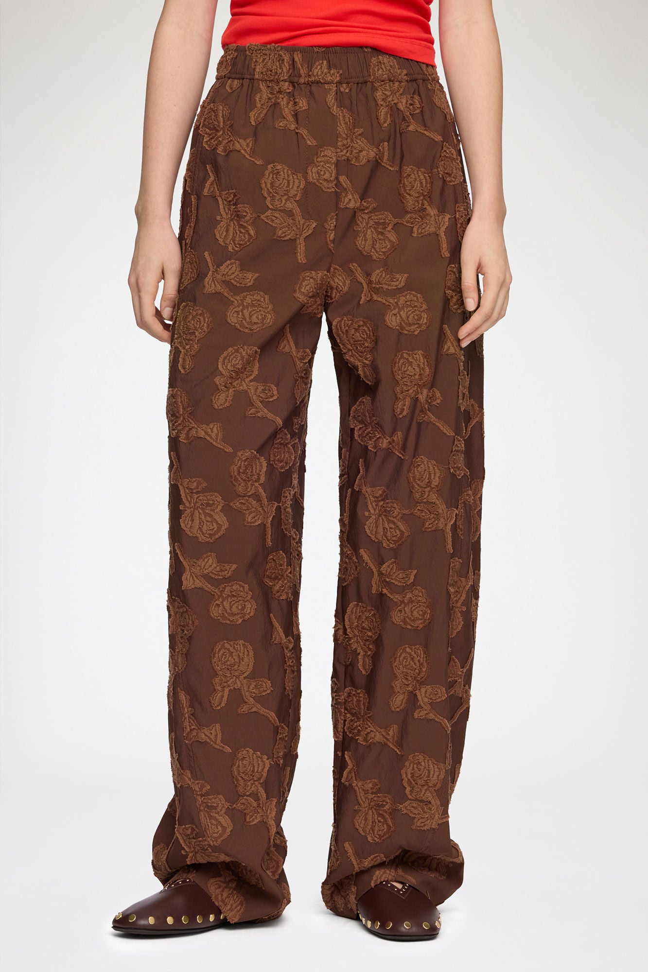 Pants in Brown Fil Coupe - GANNI
