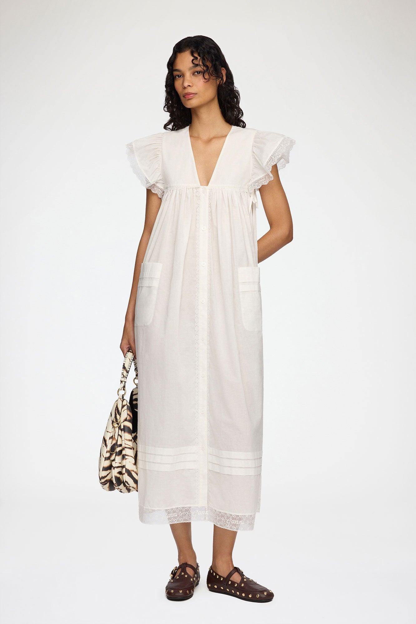 Dress in White Cotton - GANNI