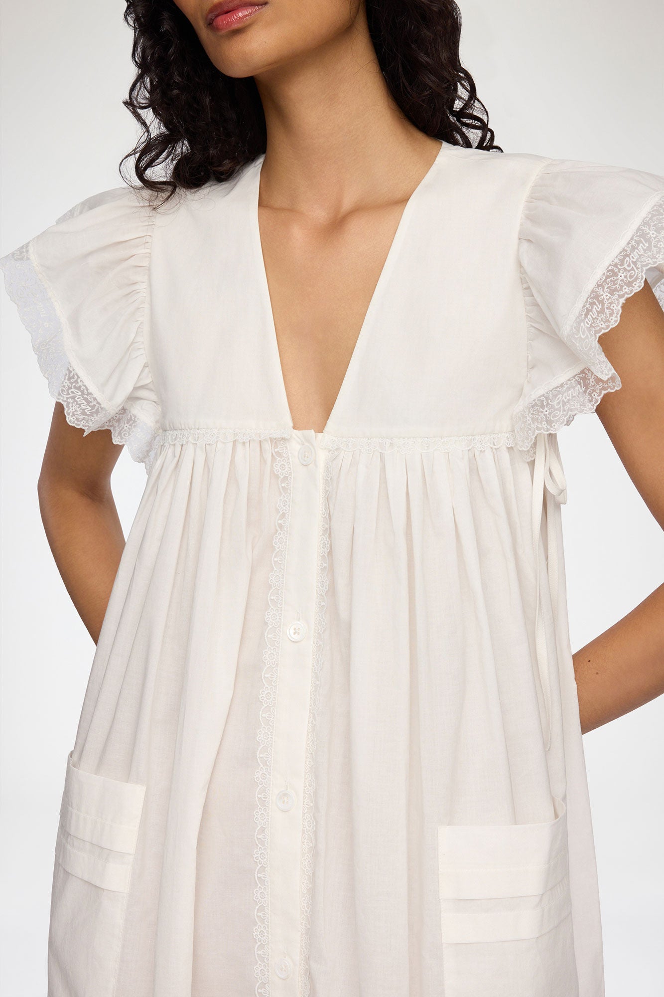 Dress in White Cotton - GANNI