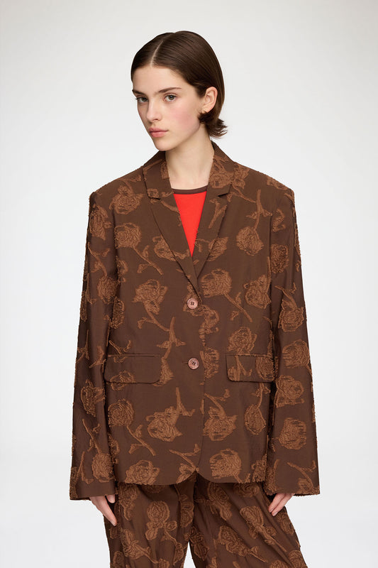 Blazer in Brown Fil Coupe - GANNI