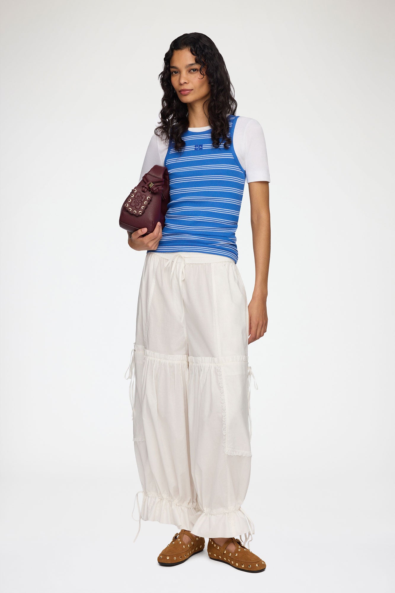 Pants in White Cotton - GANNI