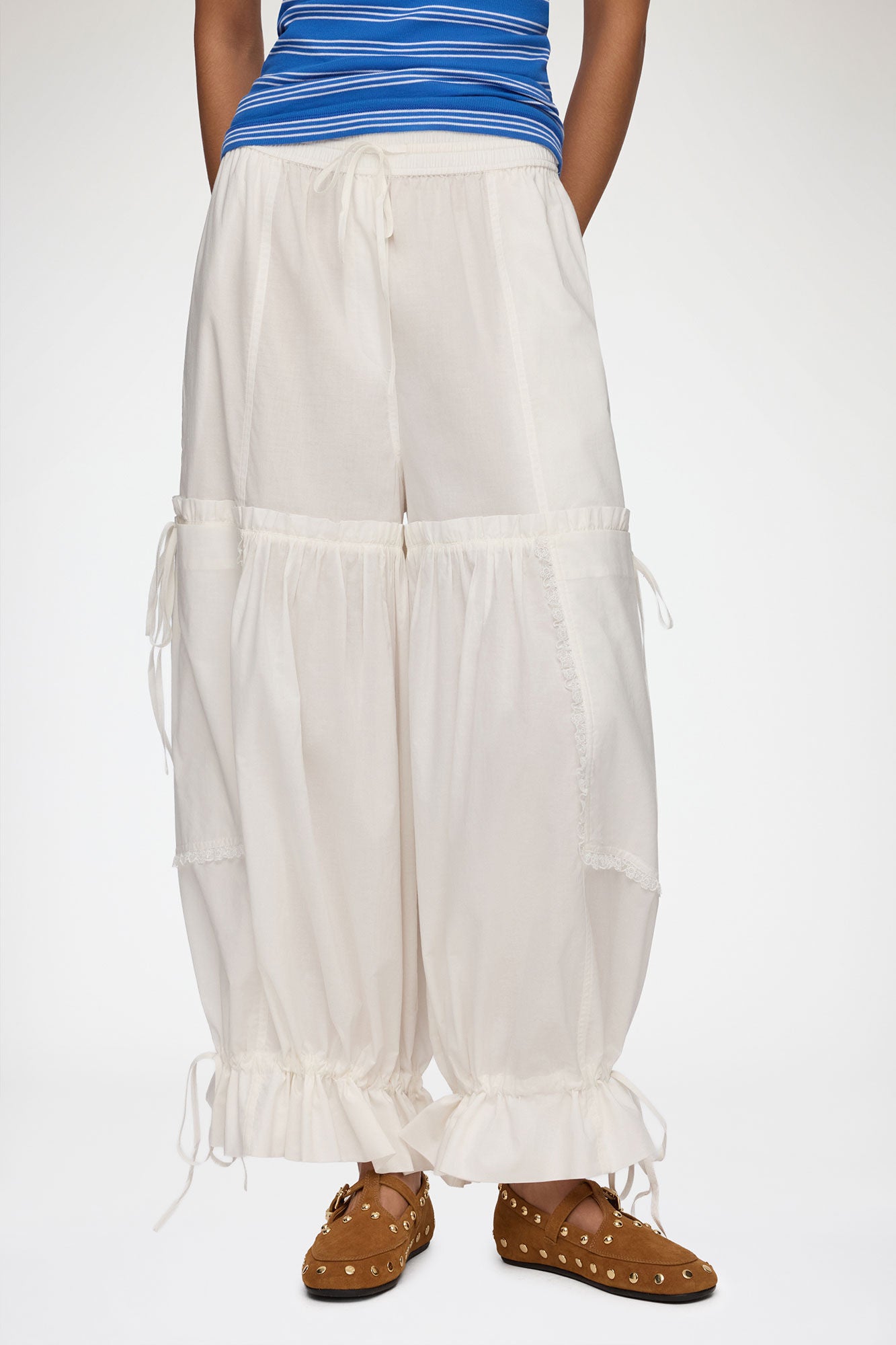 Pants in White Cotton - GANNI